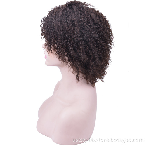 Chinese Hair Wig Vendors Wholesale Cheap Machine Made None Lace Curly Short Human Wig For Women